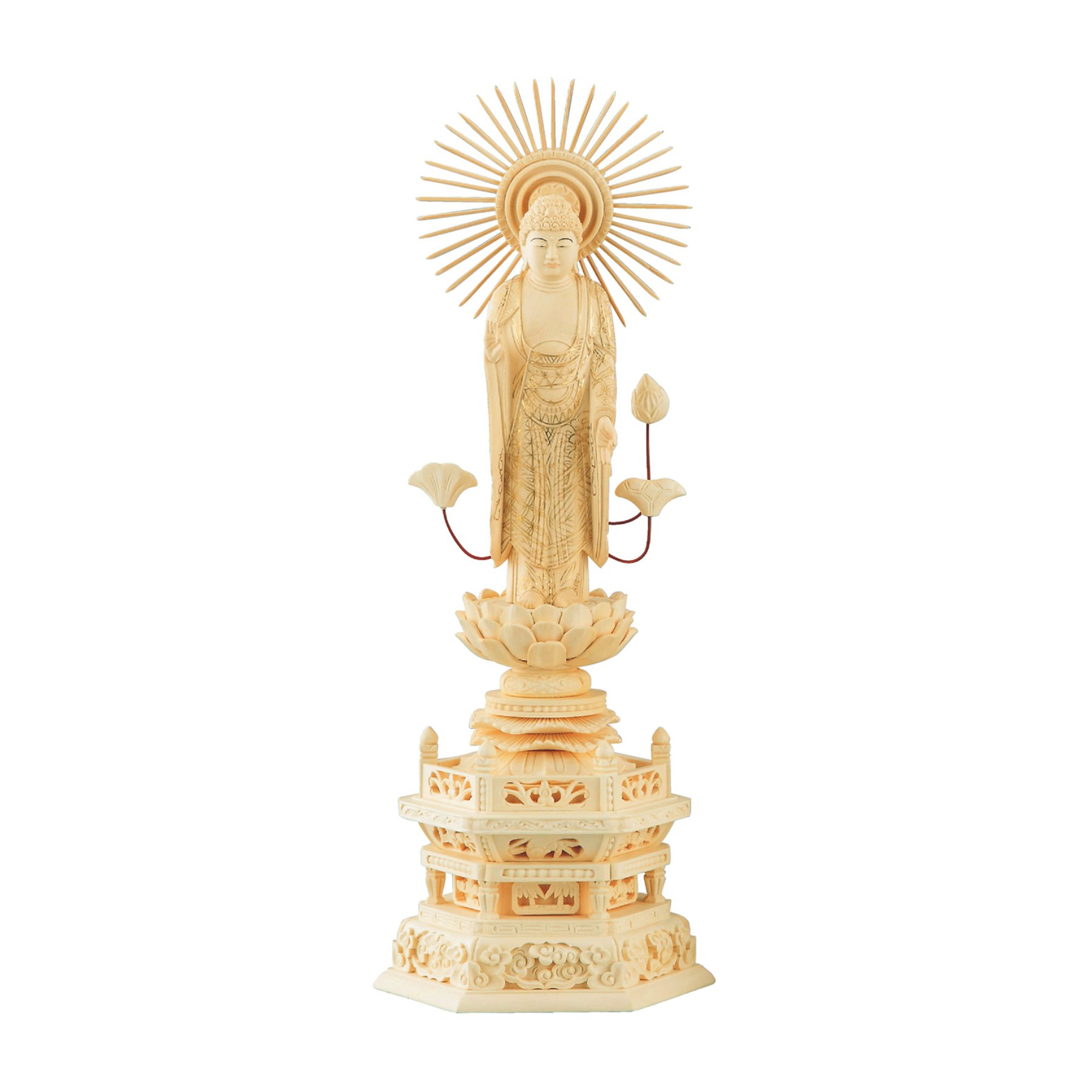 仏像(浄土真宗) ﾂｹﾞ 六角台「東立弥陀」金泥書